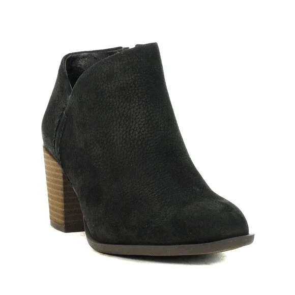 Lucky Brand Bellita Black Leather Heeled Booties - Picture 2 of 4